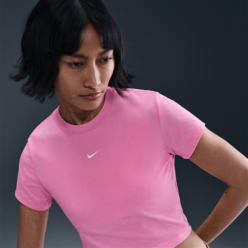 Kort, maskinstrikket Nike Chill-T-shirt til kvinder - Pink