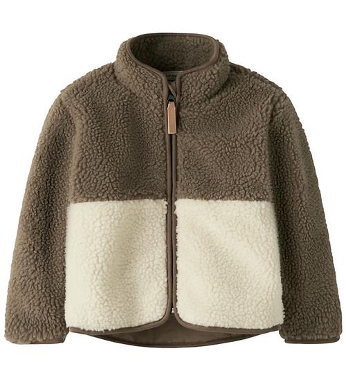 Lil' Atelier Fleecejakke - Teddy - NmmLajo - Turtledove/SHITAKE