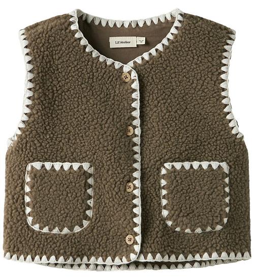 Lil' Atelier Fleecevest - Teddy - Loose - NmfLajo - Shitake