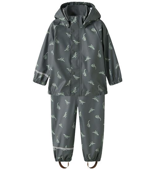 Name It Regntøj m. Seler - PU - NmmDry10 - Balsam Green/DINO