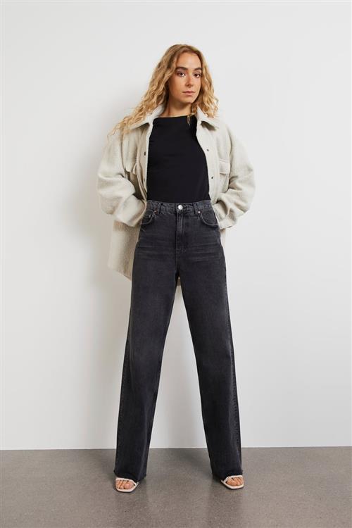 Gina Tricot - straight jeans - Highwaist jeans - Sort - 34 - Dame