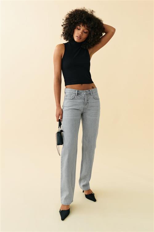 Gina Tricot - low straight jeans - Low waist jeans - Grå - 38 - Dame