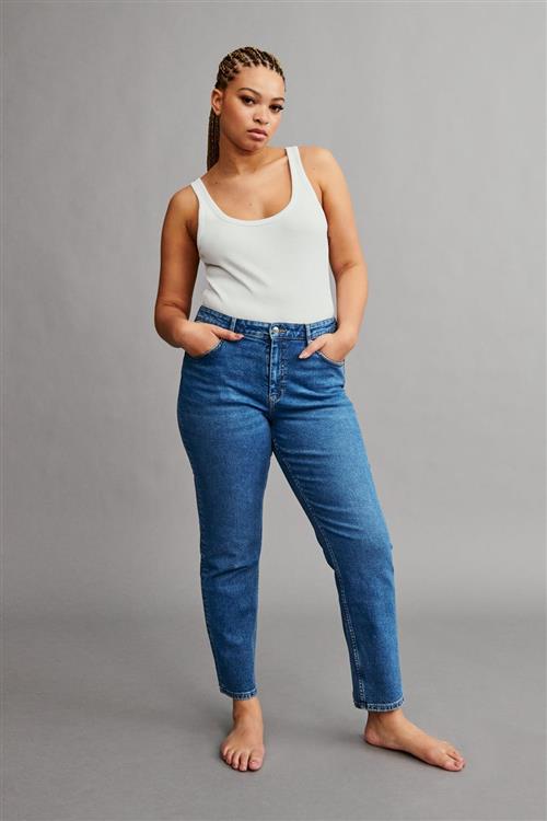 Gina Tricot - Straight stretch jeans - mid waist jeans - Blå - 38 - Dame