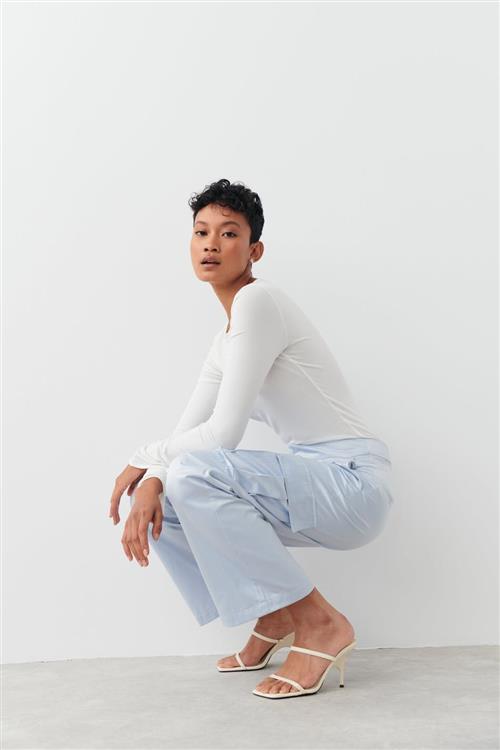 Gina Tricot - Shala cargo trousers - Cargobukser - Blå - XL - Dame