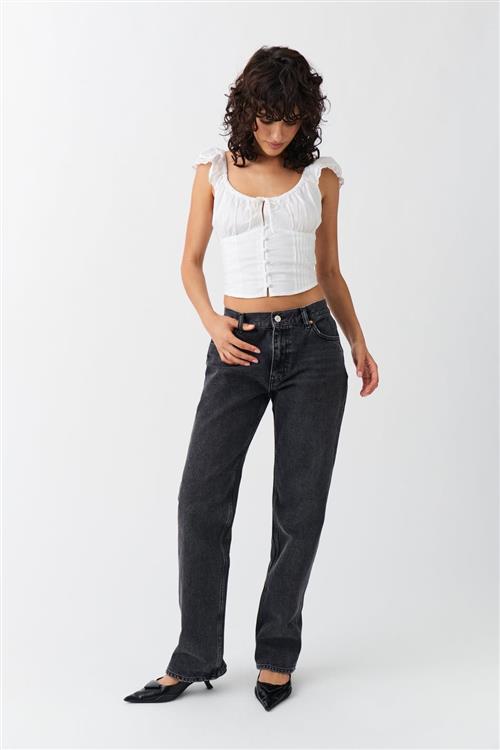Gina Tricot - low straight jeans - Low waist jeans - Sort - 36 - Dame