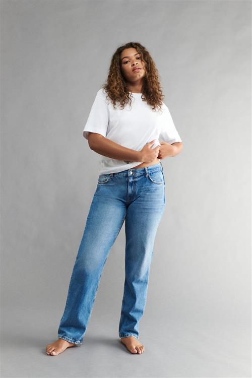 Gina Tricot - low straight jeans - Low waist jeans - Blå - 40 - Dame