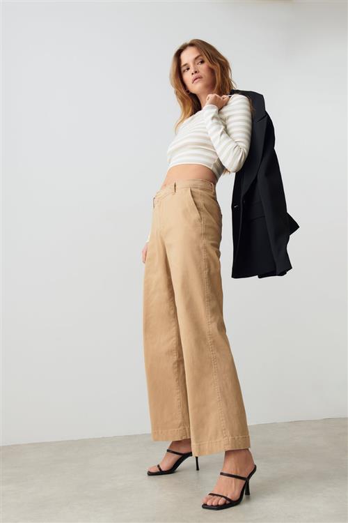 Gina Tricot - Chinos trousers - Bukser - Beige - M - Dame