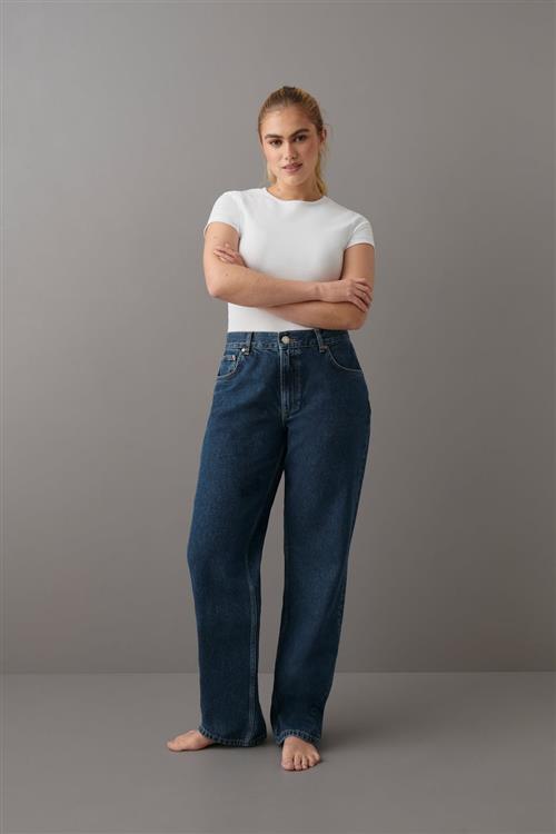 Gina Tricot - Boyfriend jeans - mid waist jeans - Blå - 36 - Dame