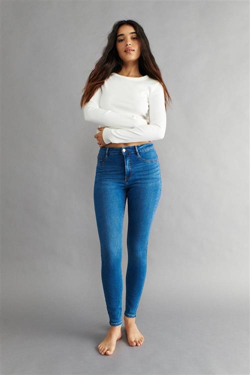 Gina Tricot - high waist jeans - Highwaist jeans - Blå - S - Dame