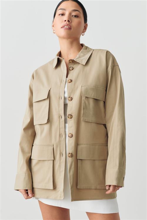 Gina Tricot - Cargo shirt - Skjorter - Beige - L - Dame