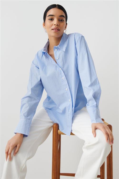 Gina Tricot - Poplin shirt - Skjorter - Blå - XL - Dame