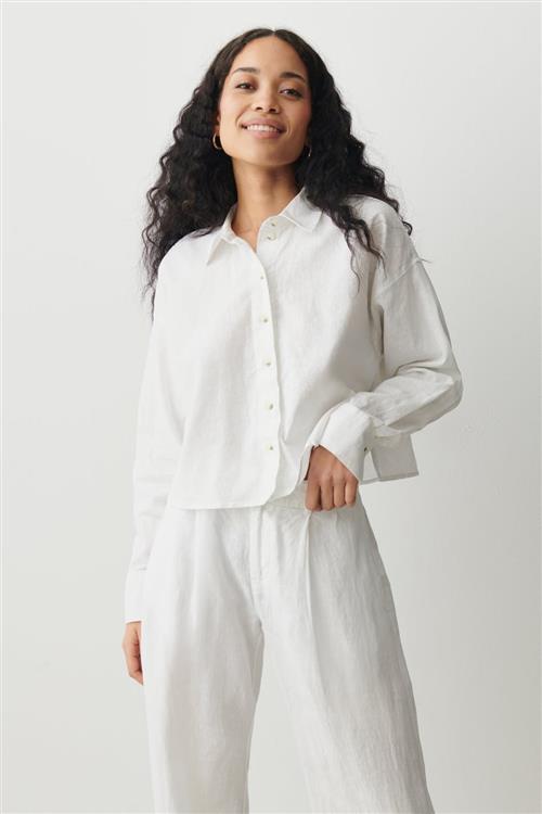 Gina Tricot - Magda linen blend shirt - Hørskjorter - Hvid - M - Dame