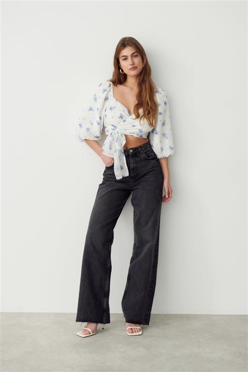 Gina Tricot - Henny wrap top - Toppe - Blå - M - Dame