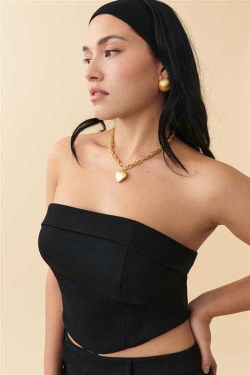 Gina Tricot - Corset tube top - korset-toppe - Sort - 36 - Dame