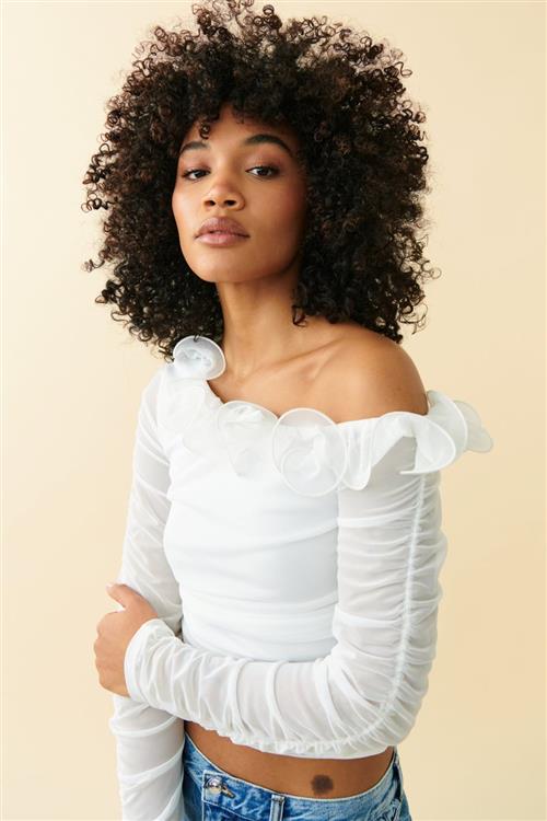 Gina Tricot - One shoulder wire top - Off shoulder-top - Hvid - XL - Dame