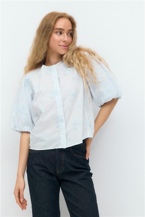 Gina Tricot - Puff sleeve blouse - bluser med pufærmer - Blå - XS - Dame