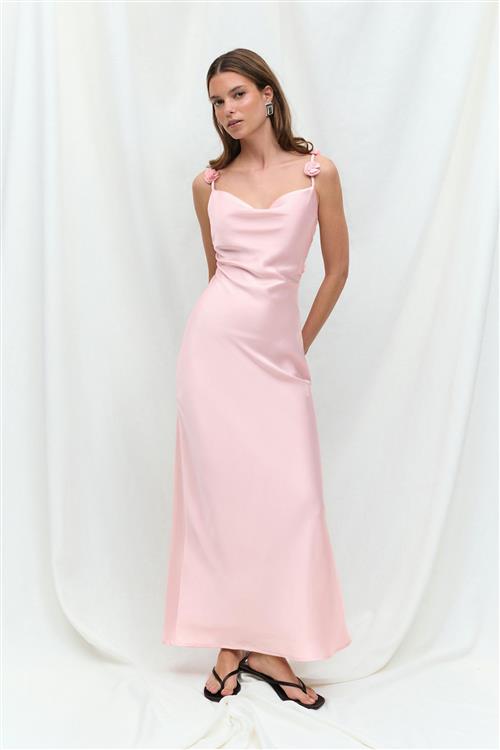 Gina Tricot - Cowl neck dress - satinkjoler - Lyserød - 38 - Dame