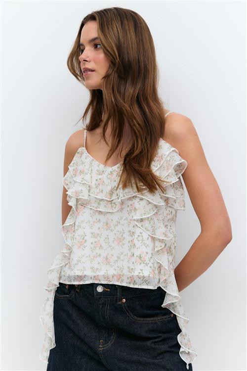 Gina Tricot - Frill singlet - Tanktops - Hvid - XS - Dame