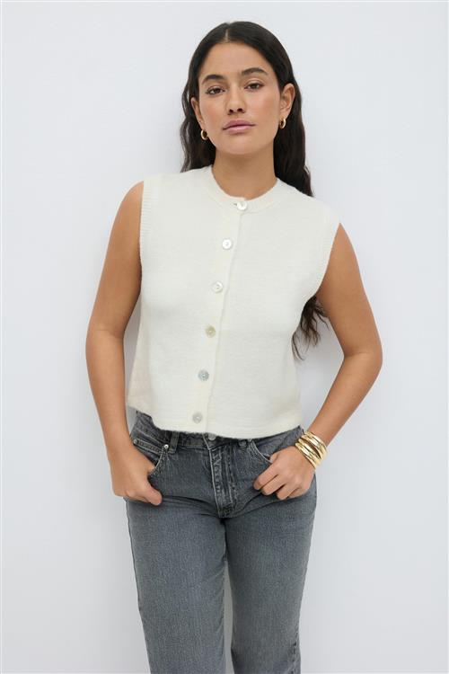 Gina Tricot - Loose knitted vest - Veste - Hvid - L - Dame