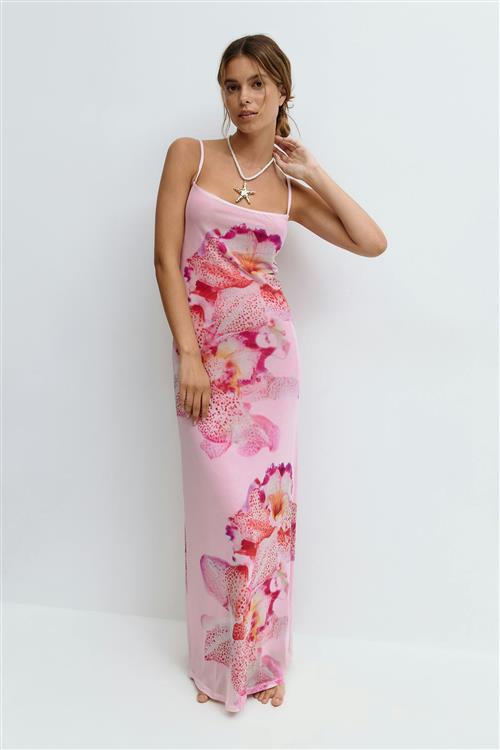 Gina Tricot - Mesh maxi dress - Lange kjoler - Lyserød - L - Dame