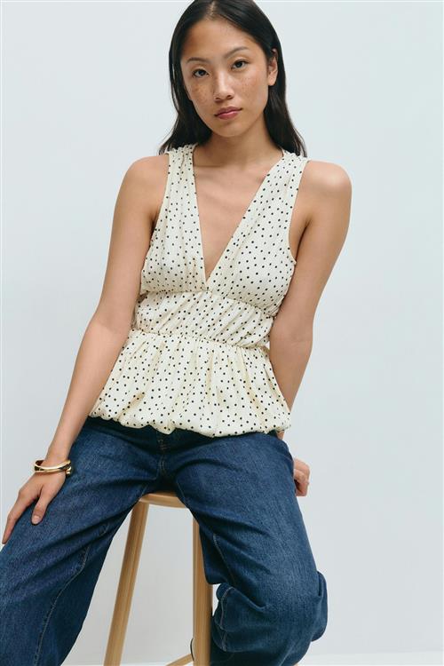 Gina Tricot - Balloon v-neck top - Toppe uden ærmer - Hvid - L - Dame