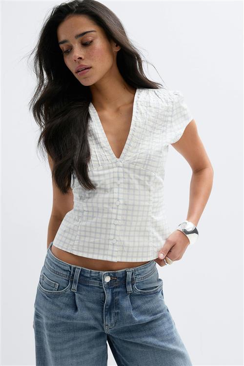 Gina Tricot - Short sleeve top - Toppe - Blå - L - Dame