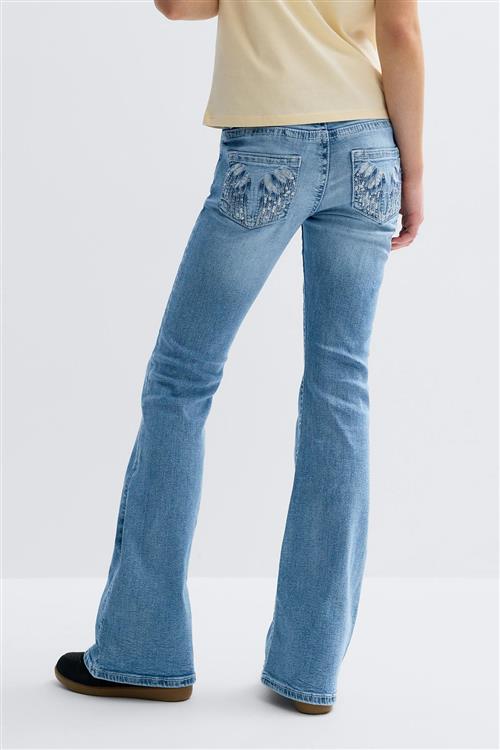 Gina Tricot - Y too messy flare jeans - bootcut jeans - Blå - 134 - Pige