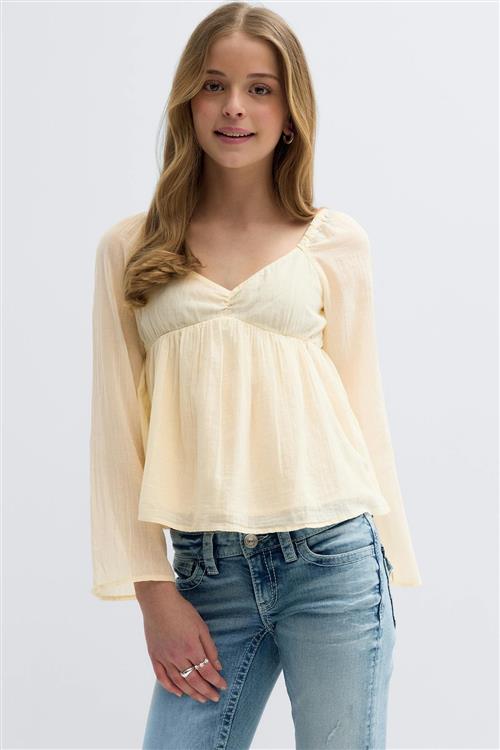 Gina Tricot - Y heart shape blouse - Bluser - Gul - 158/164 - Pige