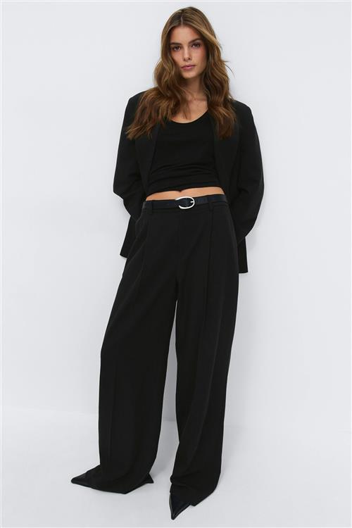 Gina Tricot - Wide pleated trousers - Habitbukser - Sort - 40 - Dame
