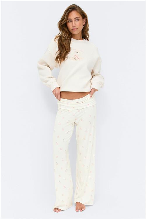 Gina Tricot - Folded loungewear trousers - Bukser - Hvid - XL - Dame