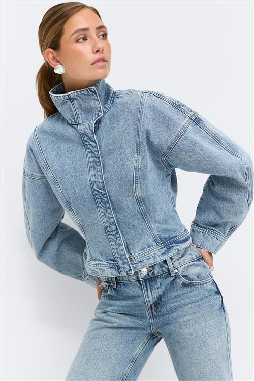 Gina Tricot - Sculpted denim jacket - Denim jakker - Blå - 38 - Dame
