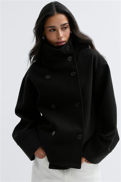 Gina Tricot - High neck short felt jacket - Frakker med høj krave - Sort - L - Dame