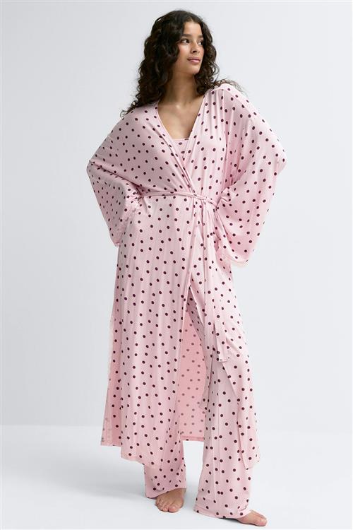 Gina Tricot - Soft lace loungewear robe - morgenkåber - Lyserød - S - Dame