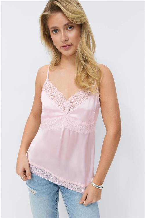 Gina Tricot - 14+ lace insert singlet - Toppe - Lyserød - XS - Dame