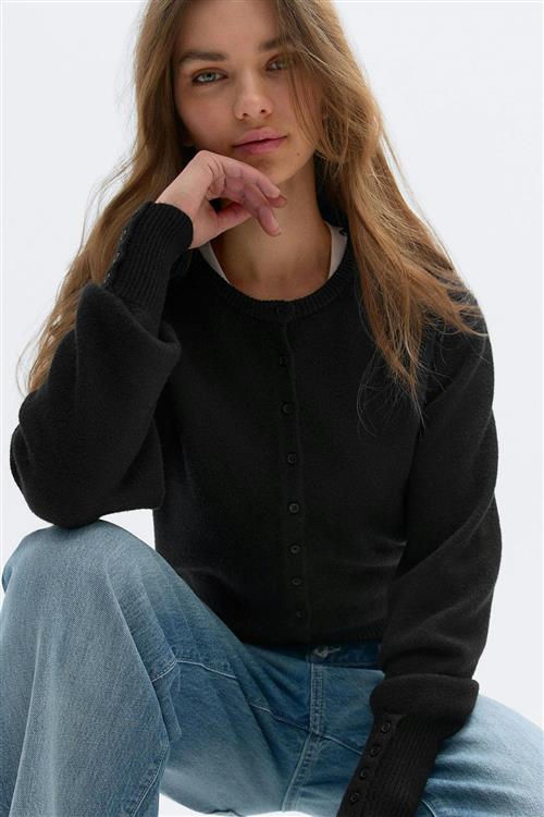 Gina Tricot - Knitted cardigan - Cardigans - Sort - XS - Dame