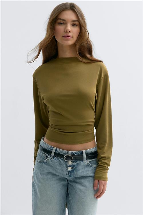 Gina Tricot - Open back top - Langærmede toppe - Grøn - XL - Dame