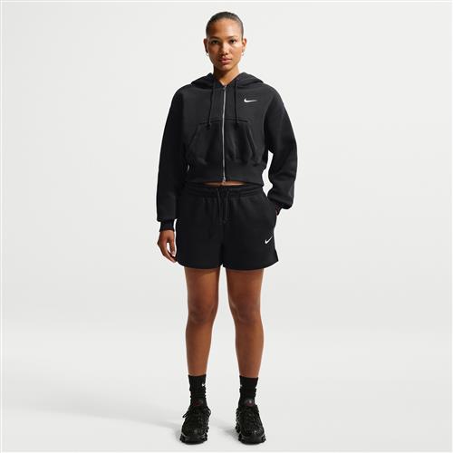Nike Phoenix Fleece-shorts med mellemhøj talje til kvinder (10,2 cm) - sort