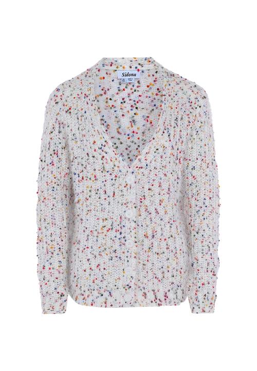 Sidona Cardigan  grøn / orange / rød / uldhvid