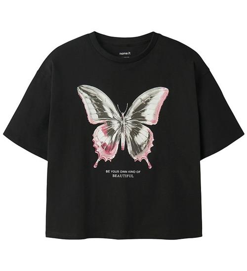 Name It T-shirt - NkfDonela - Sort m. Sommerfugl