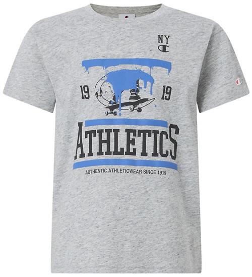 Champion T-shirt - Grey Melange m. Print