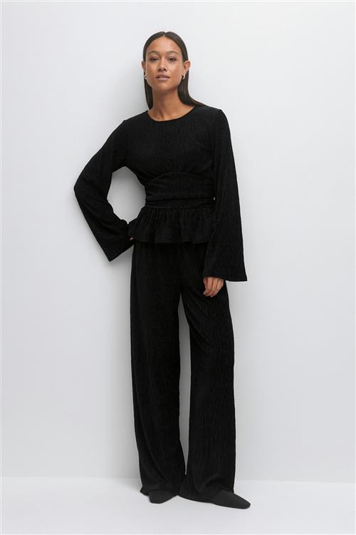 Gina Tricot - Velvet trousers - lige habitbukser - Sort - S - Dame