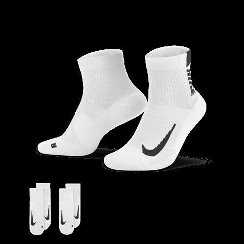 Nike Multiplier-ankelstrømper til løb (2 par) - hvid