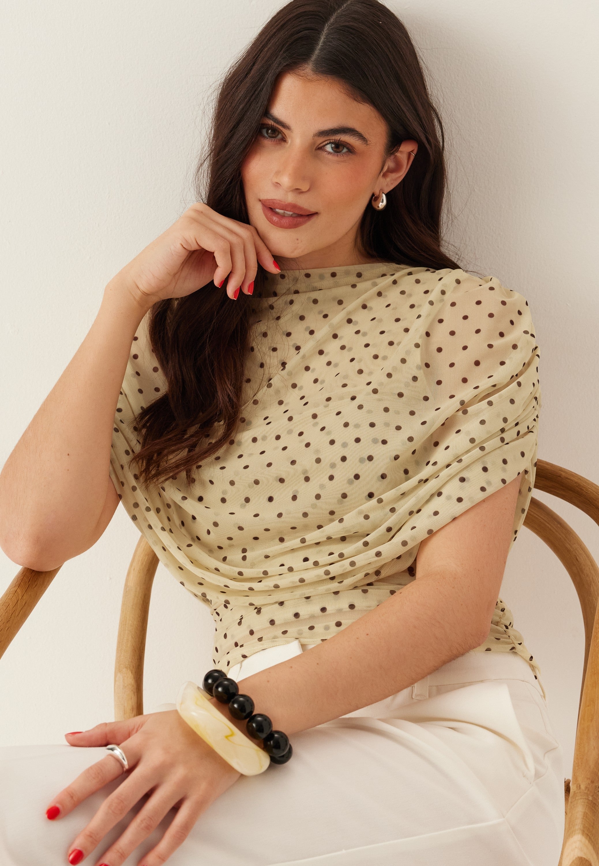 BUBBLEROOM Drapy Mesh Cape Top