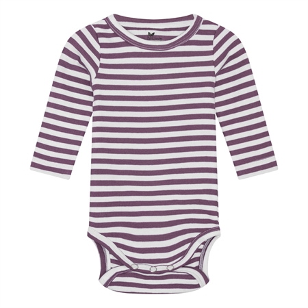 Se BIRKHOLM Stribet Rib Body Perfekt Hvid & Støvet Lilla hos SmartKidz
