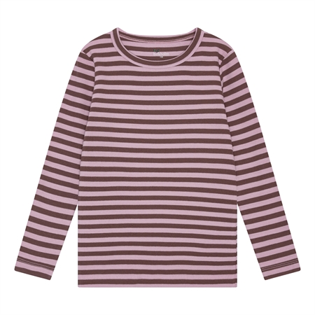 BIRKHOLM Stribet Rib Bluse Skygge Rosa & Kastanje Brun
