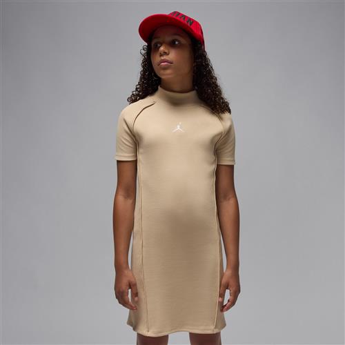 Jordan-kjole i rib med høj hals til større børn - brun