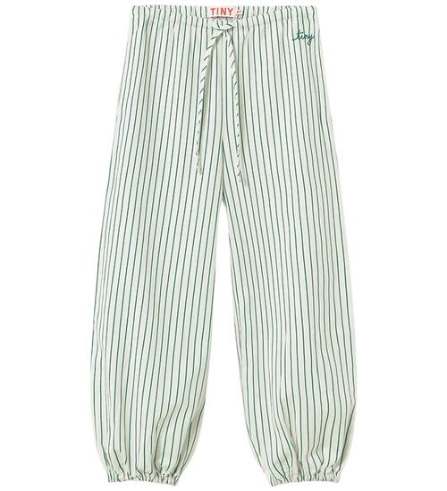 Tiny Cottons Bukser - Hør - Dark Emerald m. Striber