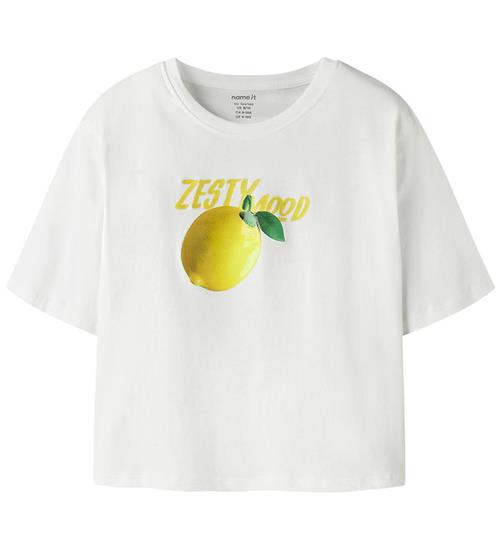 Name it T-shirt - NkfFarinaz - Bright White/LEMON