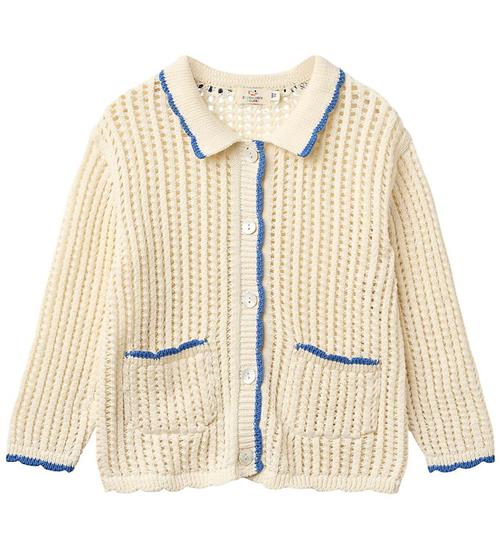 Copenhagen Colors Cardigan - Hæklet - Cream/Ocean Blue