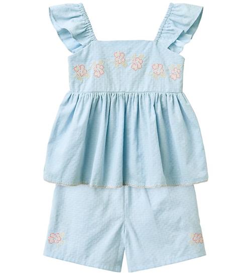 Copenhagen Colors Shortssæt - Top/Shorts - Lyseblå m. Brodering